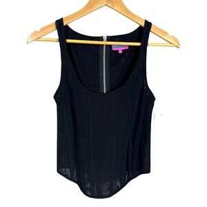 Edikted Black Zip Back Closure Corseted Tank Size Small NWT